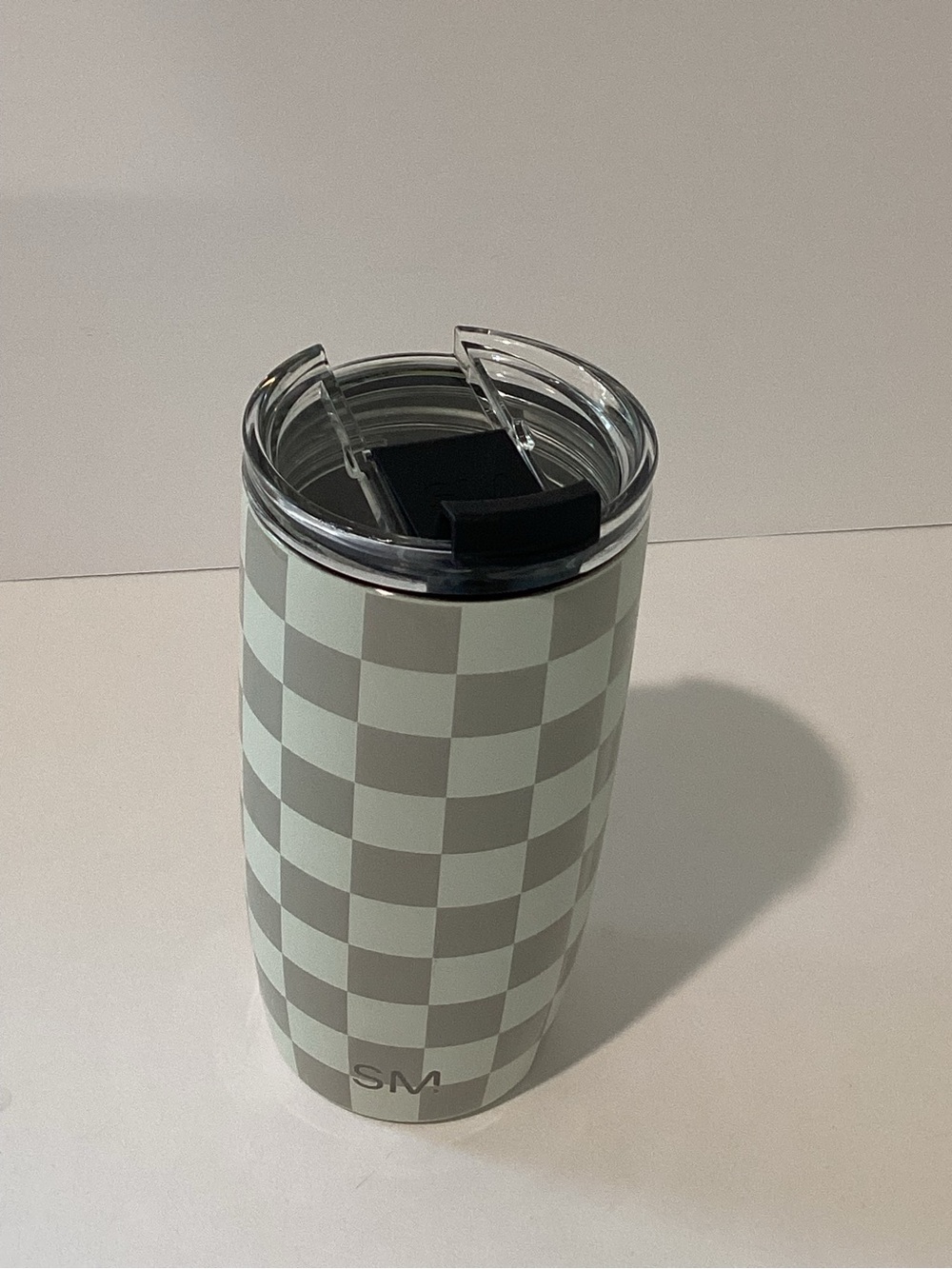 SM Sage & Gray Checkerboard Insulated Travel Tumbler